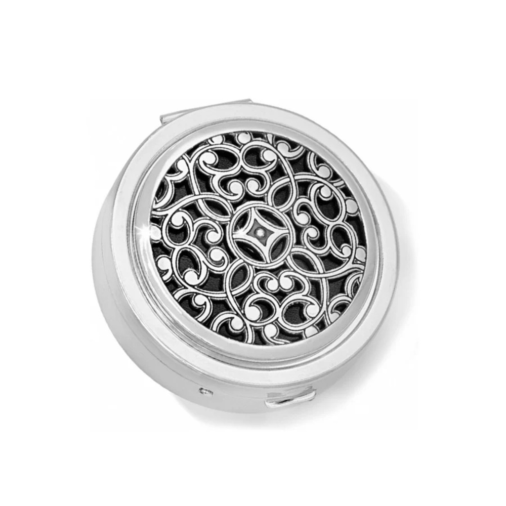 Brighton Silver Pill Box with Black Accents
